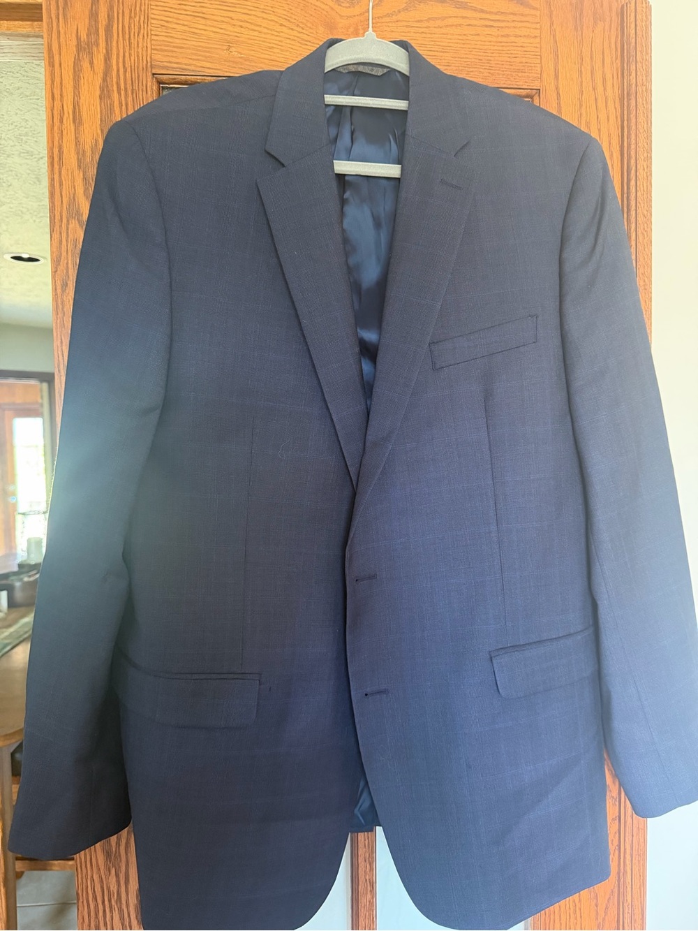 Ralph Lauren Navy Plaid Single-Breasted Suit Jacket size 44L